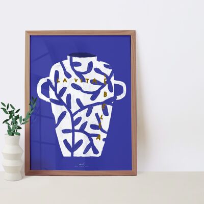 25 Wandposter „Vase La vita e bella“, Format A4/A3, minimalistisch und farbenfroh illustriert