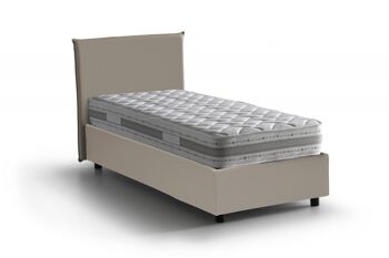 Lit simple Dmora Christine, Lit conteneur avec revêtement en éco-cuir, Fabriqué en Italie, Ouverture frontale, convient au matelas 90x200 cm, Gris tourterelle 2