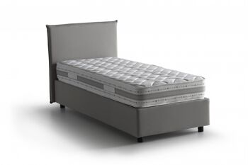 Lit simple Dmora Cira, Lit coffre avec revêtement en tissu, Fabriqué en Italie, Ouverture frontale, convient pour matelas 90x200 cm, Gris 2