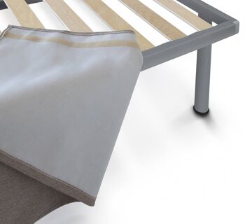Lit simple Dmora Cleofe, Tête de lit en éco-cuir avec base orthopédique et cantonnière, Made in Italy, adapté au lit simple, pour matelas 80x190 cm, Tortora 3
