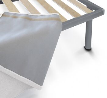 Lit simple Dmora Cleonice, Tête de lit en éco-cuir avec base orthopédique et cantonnière, Made in Italy, adapté pour lit simple, matelas inclus, cm 80x190, Blanc 4