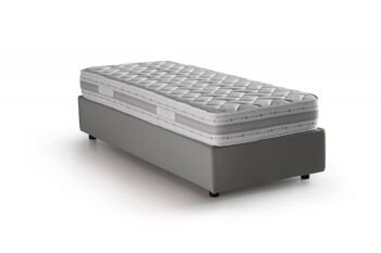 Lit simple Dmora Diana, Lit coffre avec revêtement en tissu, Fabriqué en Italie, Ouverture latérale, avec matelas 80x190 cm inclus, Gris 2