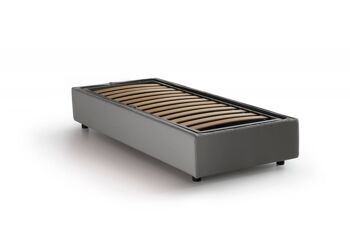 Lit simple Dmora Diana, Lit coffre avec revêtement en tissu, Fabriqué en Italie, Ouverture latérale, avec matelas 80x190 cm inclus, Gris 3