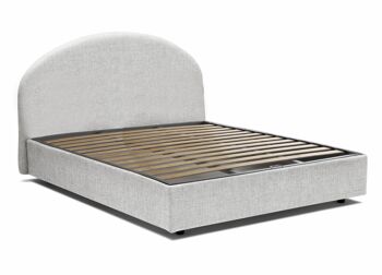 Dmora Lit simple Emma, Lit conteneur avec revêtement en tissu, Made in Italy, Ouverture frontale, avec matelas 80x190 cm inclus, Blanc 2