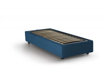 Lit simple Dmora Ilaria, Lit coffre avec revêtement en tissu, Made in Italy, Ouverture frontale, adapté au matelas cm 90x190, Bleu 3