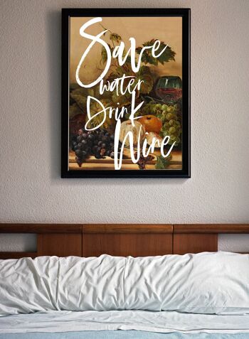 Save Water Drink Wine Quote Print - 50 x 70 - Mat 2