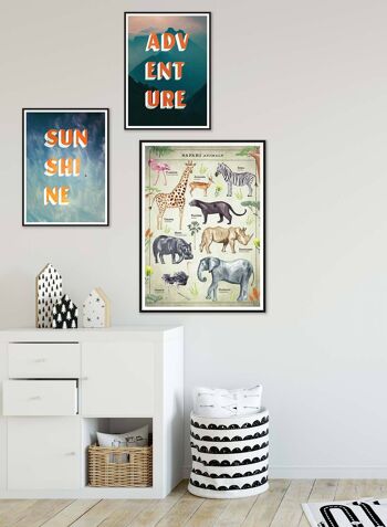 Tableau des animaux Safari de style vintage imprimé éducatif - 50 x 70 - mat 2