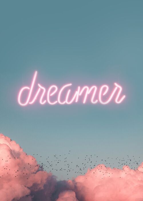 Dreamer Clouds Neon Print - 50x70 - Matte