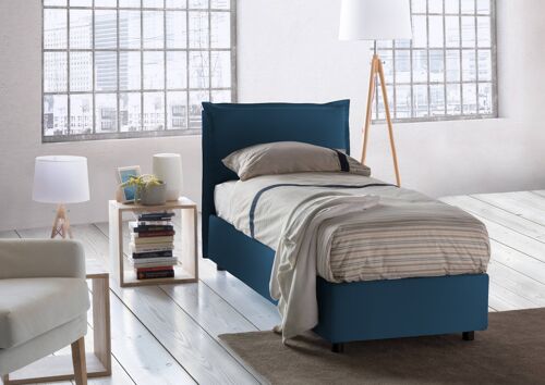 Buy wholesale Dmora Rossella single bed, Storage bed with fabric covering,  Made in Italy, Front opening, with 80x200 cm mattress included, Blue