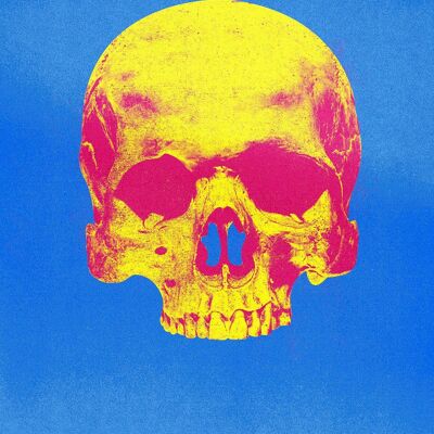 Pop Art Warhol Style Blue & Yellow Skull Print - 50x70 - Matte