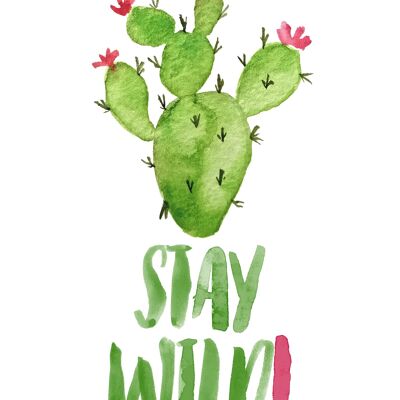 Stay Wild Cactus Aquarell Zitat Druck - 50x70 - Matt