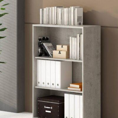 Dmora Libreria a 2 ripiani, Scaffale per libri e documenti, Libreria portaoggetti da ufficio, cm 79x34h188, colore Cemento