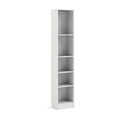 Dmora Libreria a cinque vani, colore bianco, cm 40 x 203 x 26