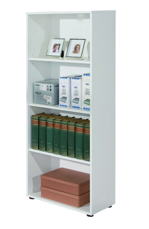 Dmora Libreria con quattro ripiani, colore bianco, cm 60 x 145 x 30