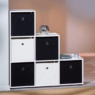 Dmora Libreria con sei vani, colore bianco e nero, cm 138,5 x 33 x 143,5