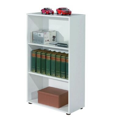 Dmora Libreria con tre ripiani, colore bianco, cm 60 x 110 x 30