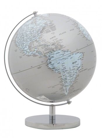 Dmora Globe Décoratif, Plastique et Fer, Couleur Argent, Dimensions : 25 x 25 x 34 cm 2