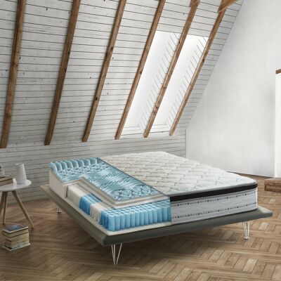 Dmora Materasso matrimoniale Porzia, Sfoderabile in Memory Foam+Gel e Molle insacchettate, 100% Made in Italy, Antiacaro e Anallergico, cm 140x190 h27