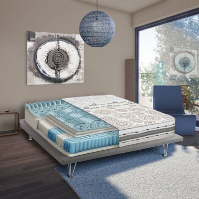 Dmora Materasso piazza e mezza Delia, sfoderabile in Memory Foam e Micromolle indipendenti, 100% Made in Italy, Antiacaro e Anallergico, cm 120x190 h25