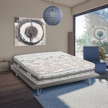 Matelas double Dmora Delia, déhoussable en mousse à mémoire de forme et microressorts indépendants, 100% Made in Italy, anti-acariens et hypoallergénique, cm 120x190 h25 5