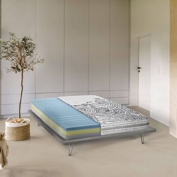 Matelas simple et demi Dmora Erica, matelas en mousse à mémoire de forme et en mousse d'eau avec revêtement amovible, 100% Made in Italy, anti-acariens et hypoallergénique, cm 120x190 h 22 1