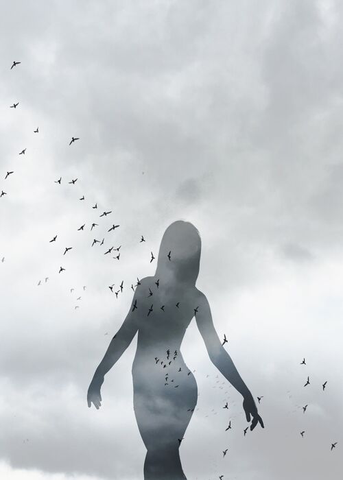 Girl With Birds Print - 50x70 - Matte