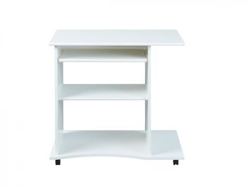 Dmora Mini bureau à roulettes, en stratifié blanc, cm, 80x50x75 2