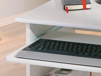 Dmora Mini bureau à roulettes, en stratifié blanc, cm, 80x50x75 4