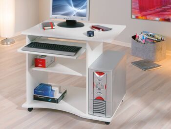Dmora Mini bureau à roulettes, en stratifié blanc, cm, 80x50x75 5