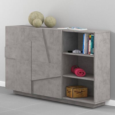 Dmora Mobile da ingresso a 2 ante e scaffali aperti, Made in Italy, Entratina moderna, Credenza per atrio, cm 121x38h86, Grigio Ardesia