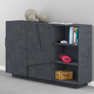 Dmora Mobile da ingresso a 2 ante e scaffali aperti, Made in Italy, Entratina moderna, Credenza per atrio, cm 121x38h86, Grigio Cenere