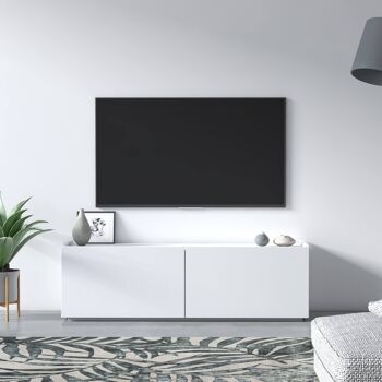 Dmora Meuble de salon Meuble TV avec deux portes battantes, 119 x 35 x 37 cm, couleur blanche 5