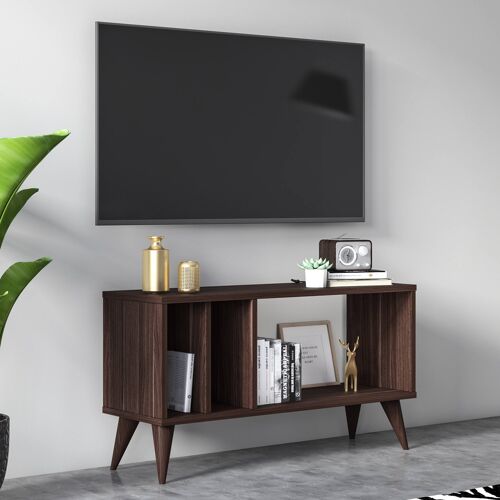Dmora Mobile da soggiorno porta TV con scomparti, cm 90 x 30 x 49, colore noce e antracite