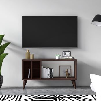 Meuble de salon Dmora TV avec compartiments, 90 x 30 x 49 cm, couleur noyer et anthracite 4