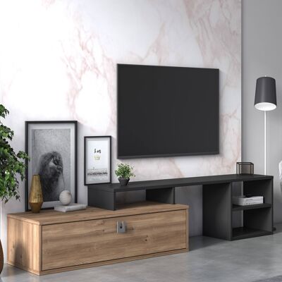 Dmora Mobile da soggiorno porta TV regolabile, cm 160 x 40 x 38, colore quercia e antracite