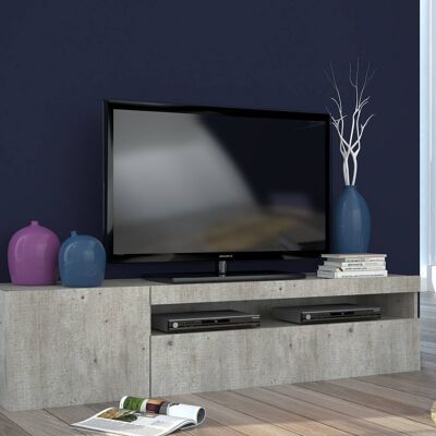 Dmora Mobile da soggiorno Porta TV, Made in Italy, Credenza per TV a 2 ante, Porta TV da salotto, cm 150x40h37, Cemento