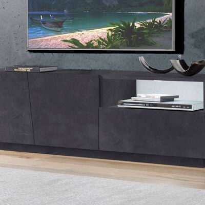 Dmora Mobile da soggiorno Porta TV, Made in Italy, Credenza per TV da salotto a 2 ante e 1 cassetto, cm 150x43h46, Grigio Ardesia