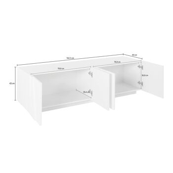 Dmora Meuble de salon Meuble TV, Made in Italy, Buffet pour TV de salon avec 4 portes avec détail, cm 162x44h46, Blanc brillant 5