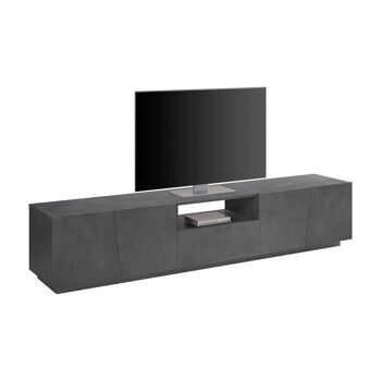 Dmora Meuble TV de salon, Made in Italy, Buffet pour TV de salon avec 4 portes et 1 tiroir, 220x43h46 cm, Gris Ardoise, avec lumière LED blanche 3