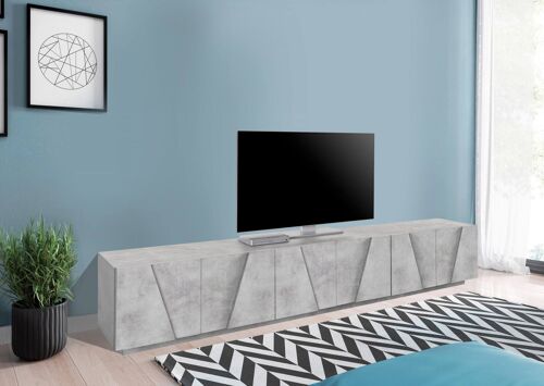 Dmora Mobile da soggiorno Porta TV, Made in Italy, Credenza per TV da salotto a 6 antine battenti con dettaglio, cm 244x44h46, Cemento scuro