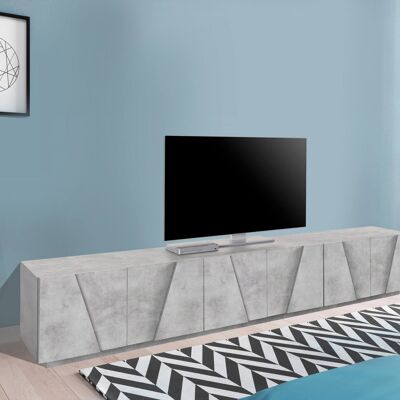 Dmora Mobile da soggiorno Porta TV, Made in Italy, Credenza per TV da salotto a 6 antine battenti con dettaglio, cm 244x44h46, Cemento scuro