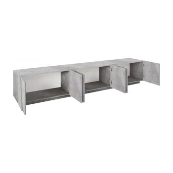 Dmora Meuble de salon Meuble TV, Made in Italy, Buffet pour TV de salon avec 6 portes battantes avec détail, cm 244x44h46, Béton foncé 3