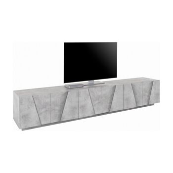 Dmora Meuble de salon Meuble TV, Made in Italy, Buffet pour TV de salon avec 6 portes battantes avec détail, cm 244x44h46, Béton foncé 4