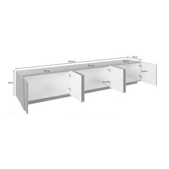 Dmora Meuble de salon Meuble TV, Made in Italy, Buffet pour TV de salon avec 6 portes battantes avec détail, cm 244x44h46, Béton foncé 5