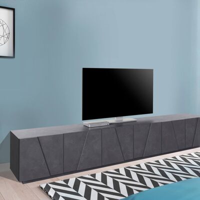 Dmora Mobile da soggiorno Porta TV, Made in Italy, Credenza per TV da salotto a 6 antine battenti con dettaglio, cm 244x44h46, Grigio Ardesia