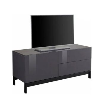 Dmora Meuble de salon Meuble TV, Made in Italy, Buffet pour TV surélevée de salon, 1 porte et tiroirs, 110x40h47 cm, Anthracite brillant 4