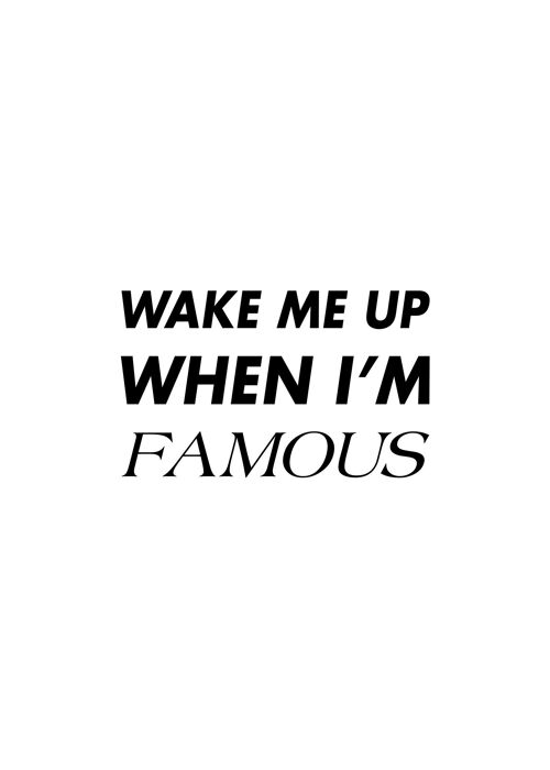 Wake Me Up When I'm Famous Quote Print - 50x70 - Matte