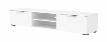 Meuble TV Dmora avec deux tiroirs, couleur blanc brillant, 172 x 33 x 39 cm 2