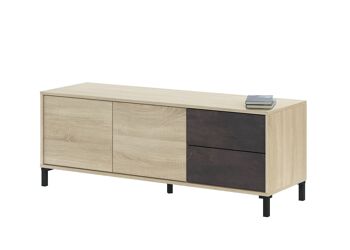 Dmora Cary Meuble TV, Buffet pour TV avec 2 portes, Meuble TV de salon, Meuble TV, Buffet pour salon, cm 151x41h80, Chêne et Anthracite 4