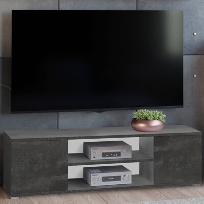 Dmora Mobile porta tv con 2 ante e 1 ripiano centrale, Credenza, Buffet moderno da soggiorno, cm 155x40h37, colore Antracite